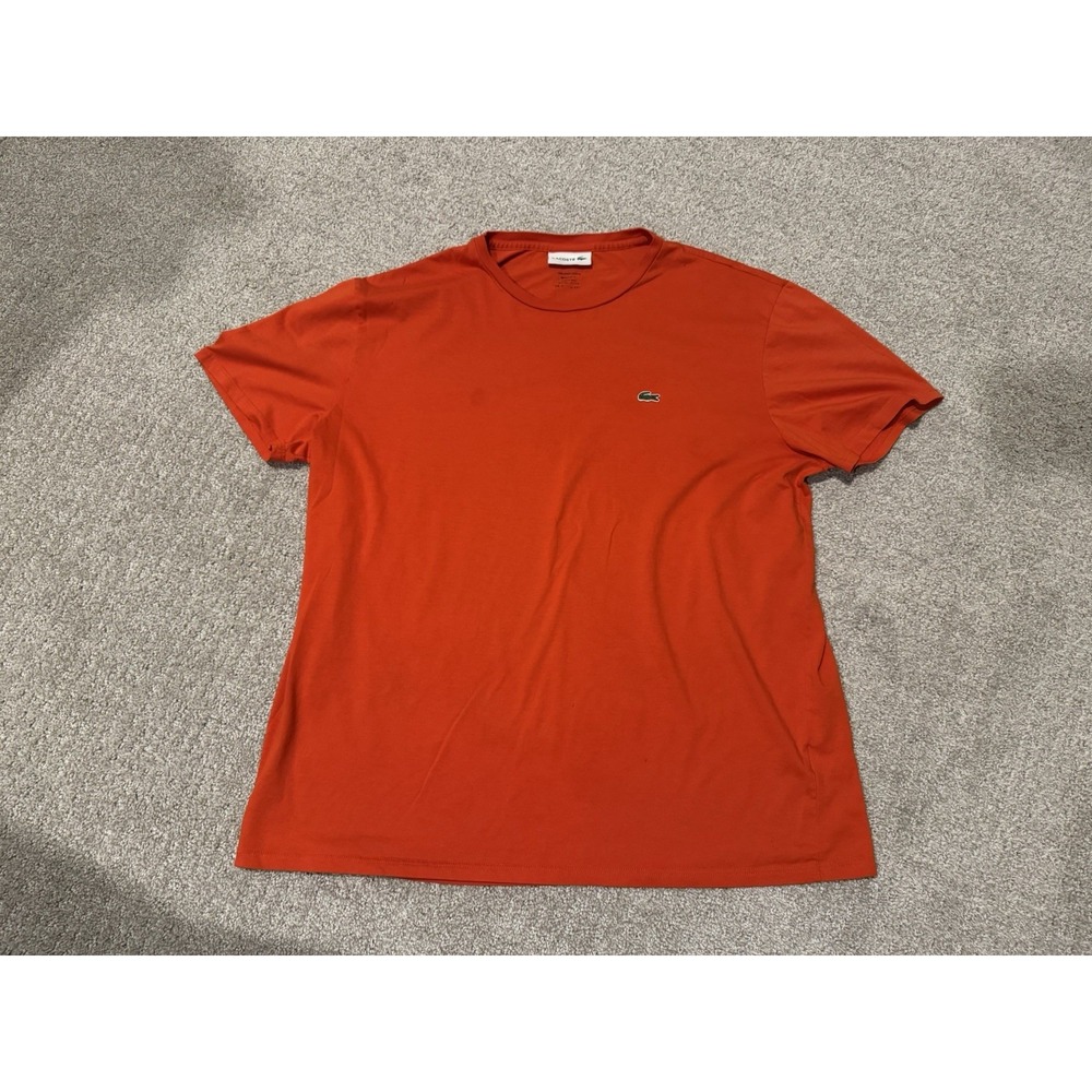 Lacoste Mens Pima Cotton Crewneck T-Shirt Orange Size XL Logo Tee